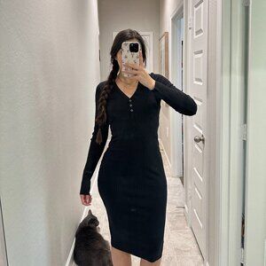 NSF Black Ribbed Knit Dress S